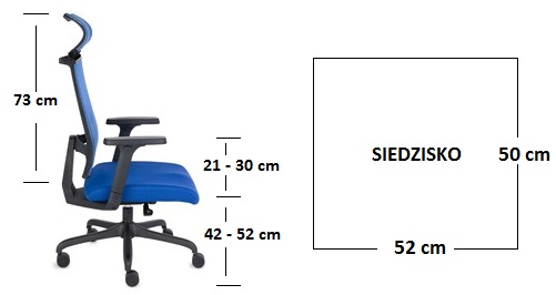 krzesło biurowe Ergofix - rysunek tech, wymiary